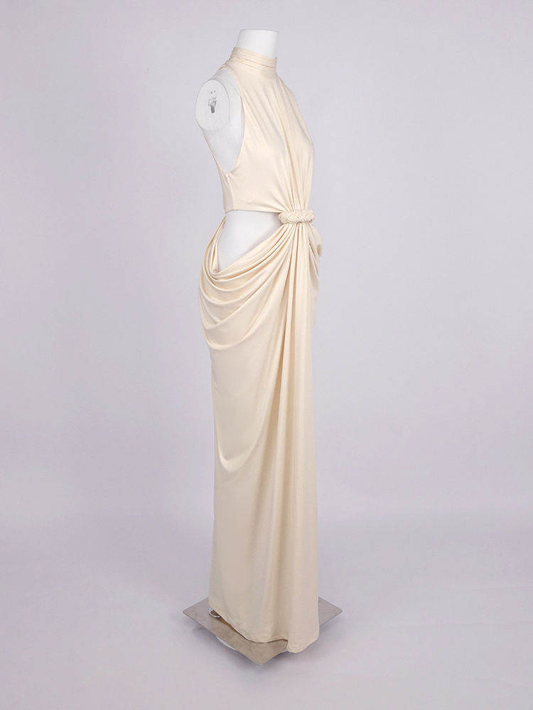 TWOTWINSTYLE Stand Collar Hollow Out Sleeveless Dress
