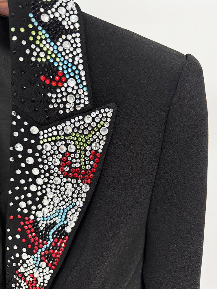 TWOTWINSTYLE Temperament Lapel Spliced Diamond High Waist Blazers