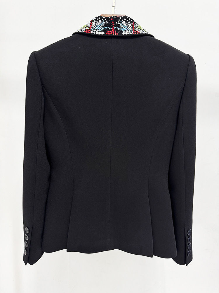 TWOTWINSTYLE Temperament Lapel Spliced Diamond High Waist Blazers