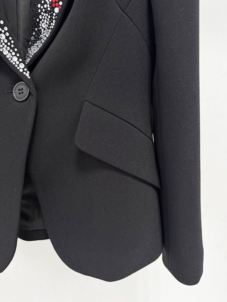 TWOTWINSTYLE Temperament Lapel Spliced Diamond High Waist Blazers