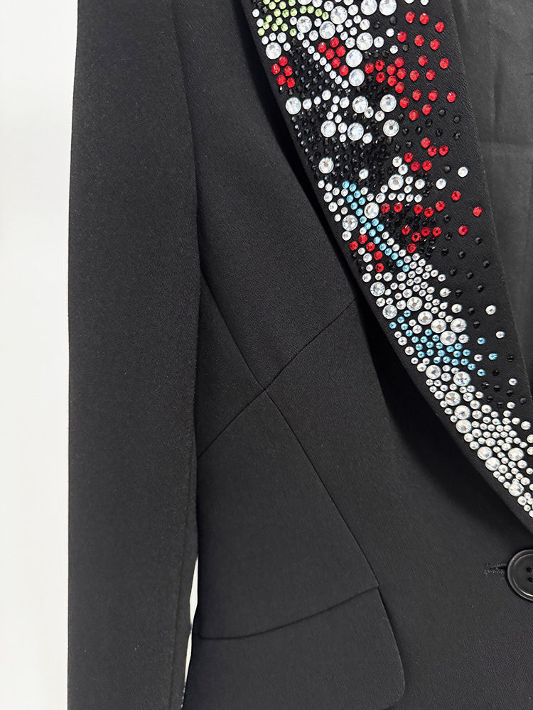 TWOTWINSTYLE Temperament Lapel Spliced Diamond High Waist Blazers