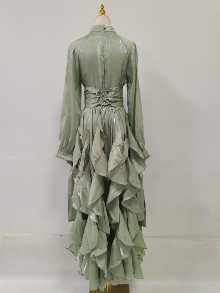 TWOTWINSTYLE Loose Patchwork Lace Up Designer Maxi Dress