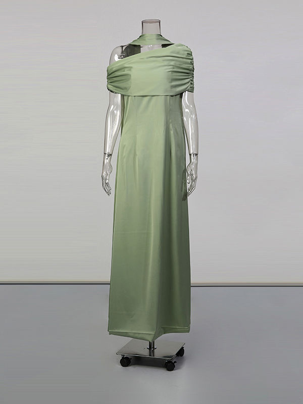 TWOTWINSTYLE Off One Shoulder High Waist Ruched Dress