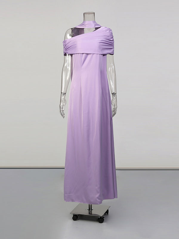 TWOTWINSTYLE Off One Shoulder High Waist Ruched Dress