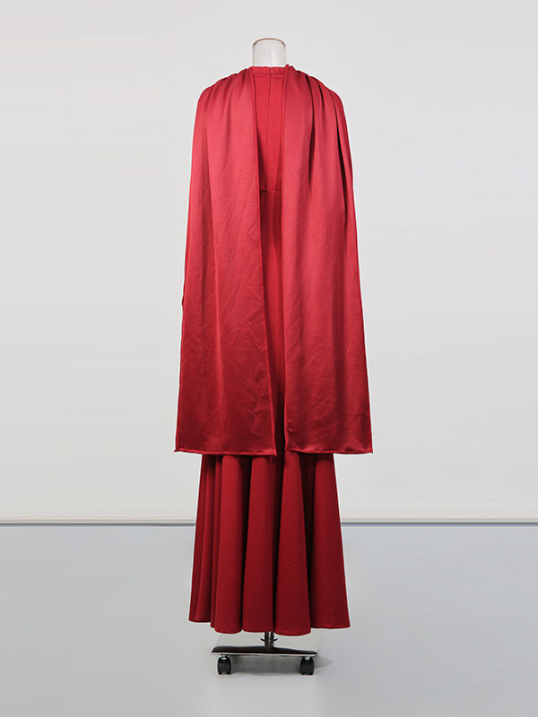TWOTWINSTYLE Solid V-Neck High Waist Vintage Dress