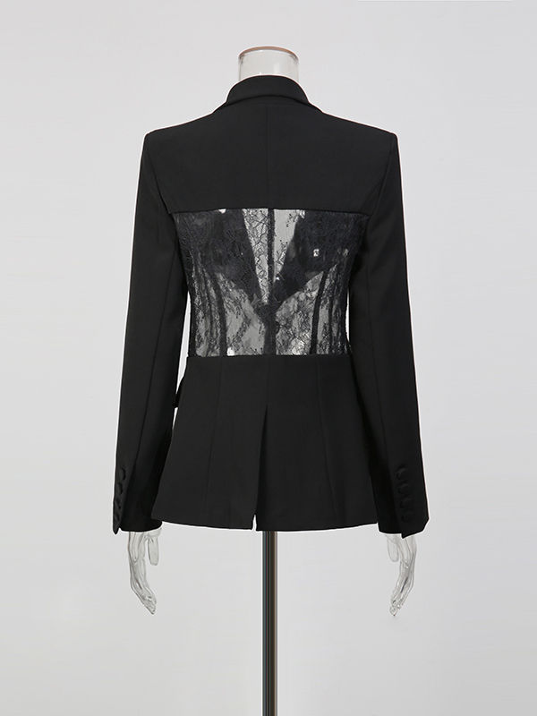 TWOTWINSTYLE Lapel Spliced Lace Temperament Blazers