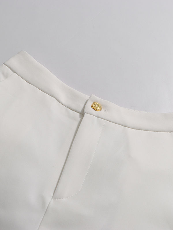 TWOTWINSTYLE Temperament Solid V-neck Spliced Buttons Two Piece Set