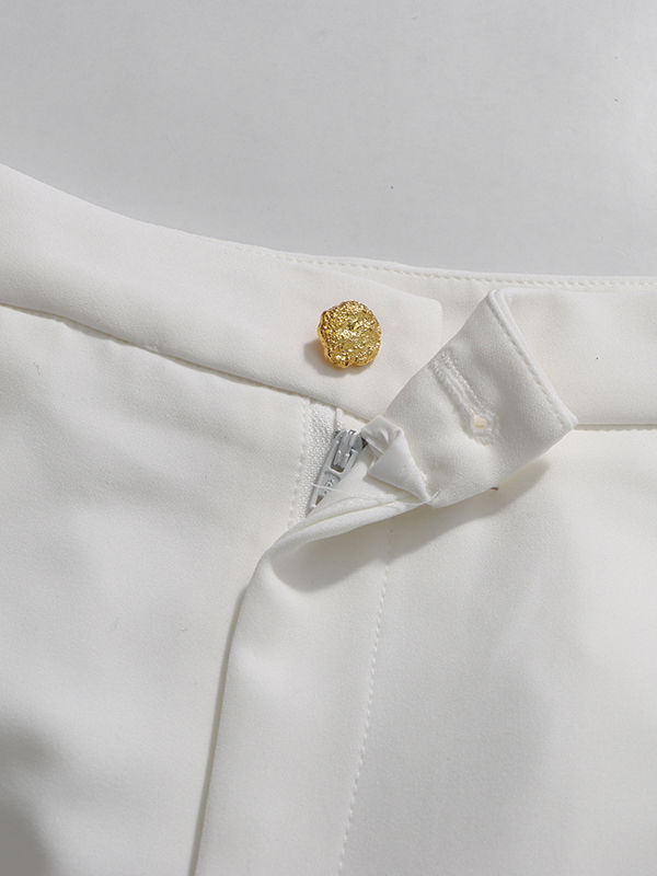 TWOTWINSTYLE Temperament Solid V-neck Spliced Buttons Two Piece Set