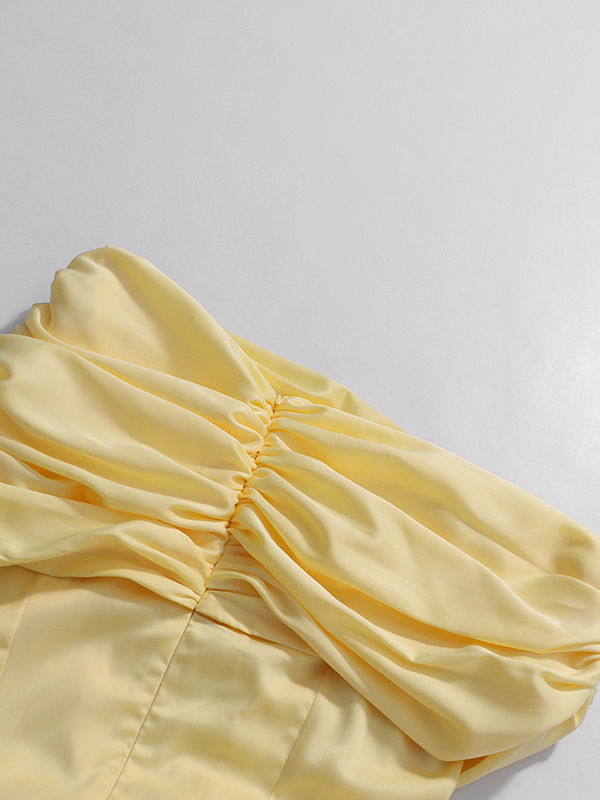 TWOTWINSTYLE Off One Shoulder High Waist Ruched Dress