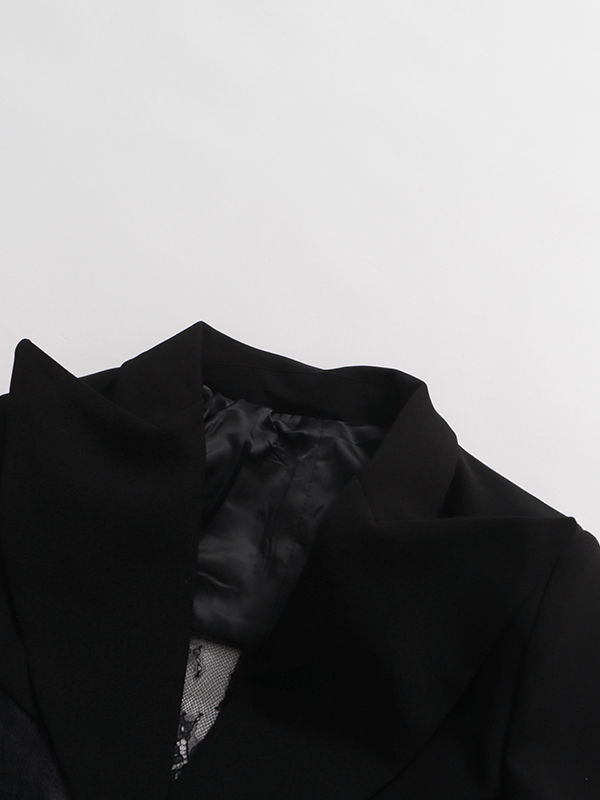 TWOTWINSTYLE Lapel Spliced Lace Temperament Blazers