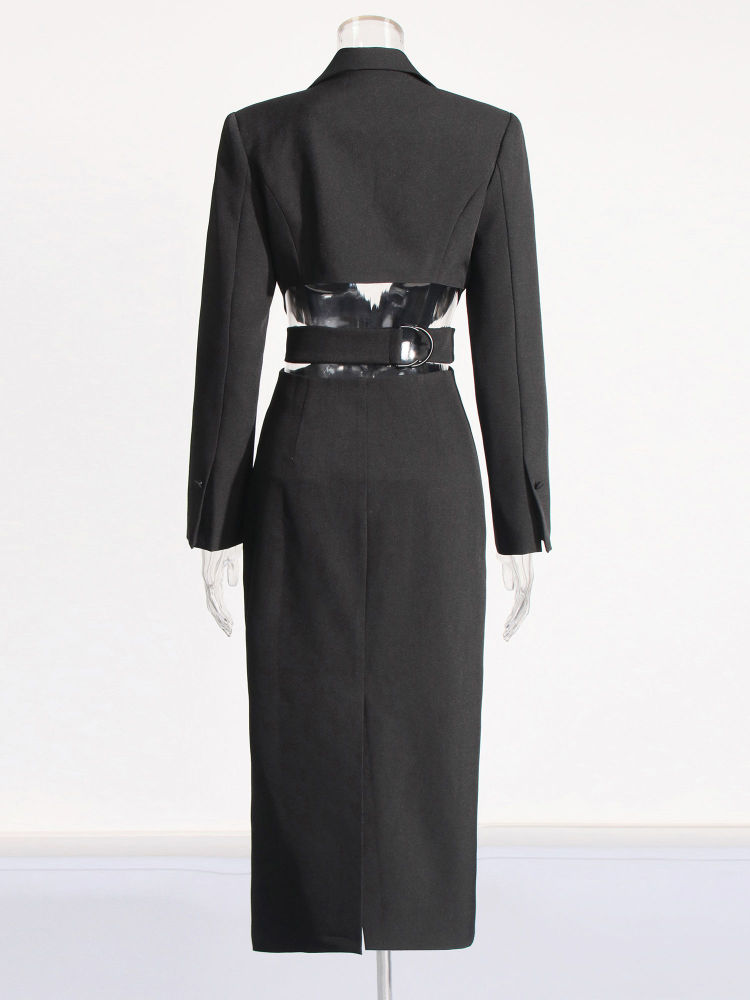 TWOTWINSTYLE Lapel Hollow Out Long Sleeve Designer Coat
