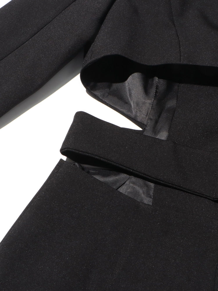 TWOTWINSTYLE Lapel Hollow Out Long Sleeve Designer Coat