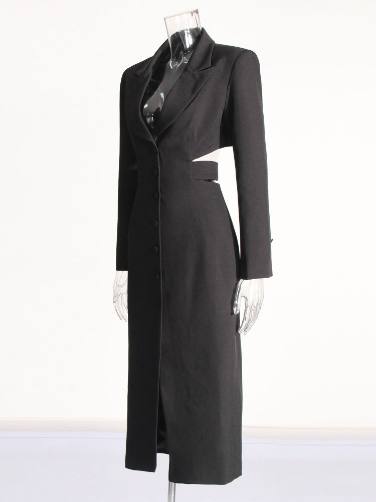 TWOTWINSTYLE Lapel Hollow Out Long Sleeve Designer Coat