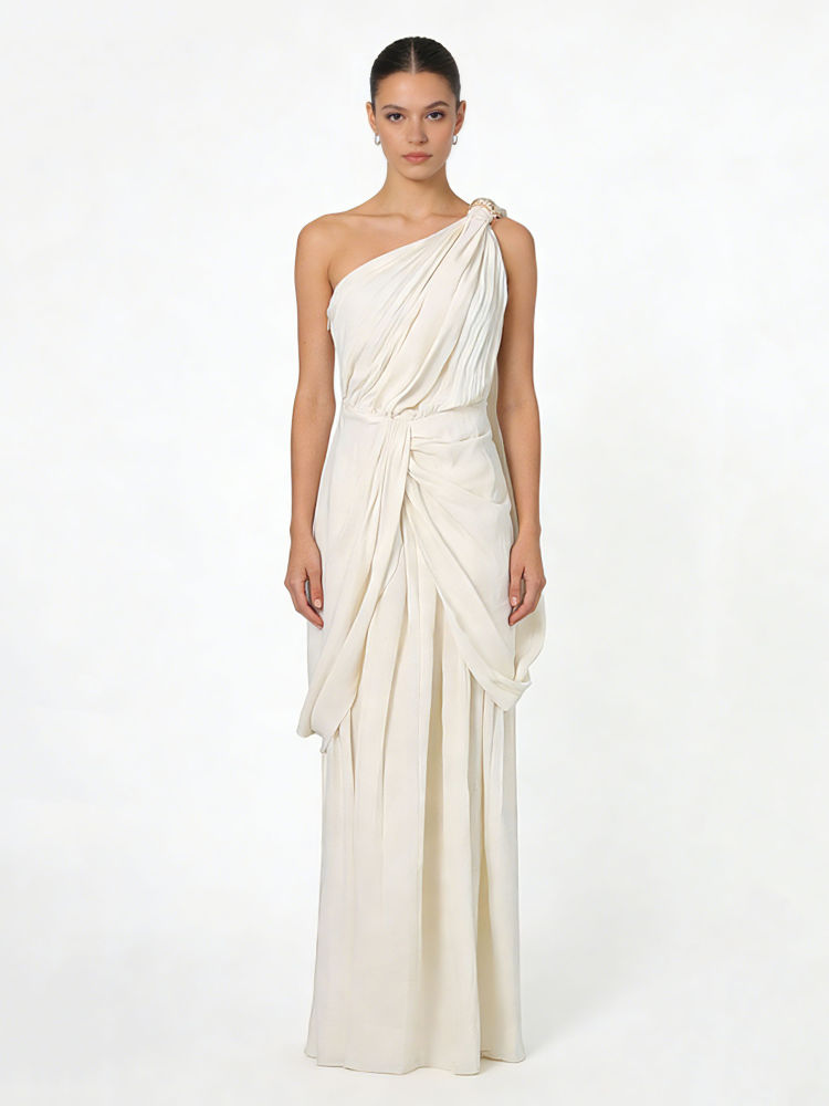 TWOTWINSTYLE Off One Shoulder Tunic Elegant Dress