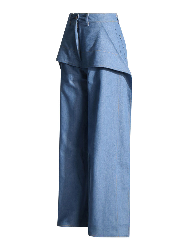 TWOTWINSTYLE Patchwork Pockets Loose Casual Jeans