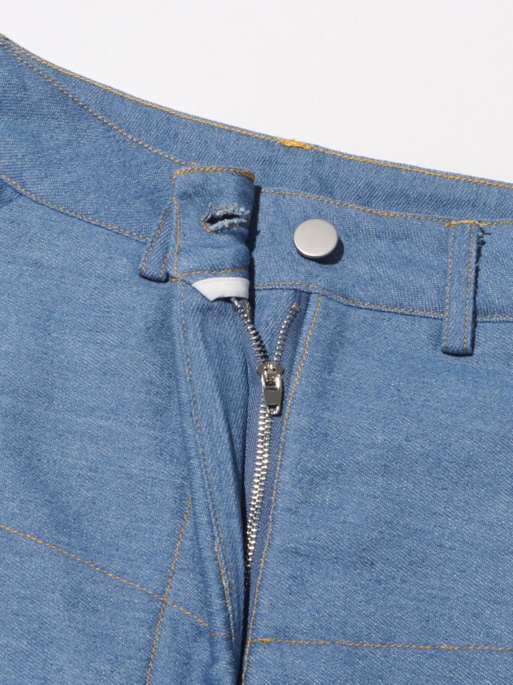 TWOTWINSTYLE Patchwork Pockets Loose Casual Jeans