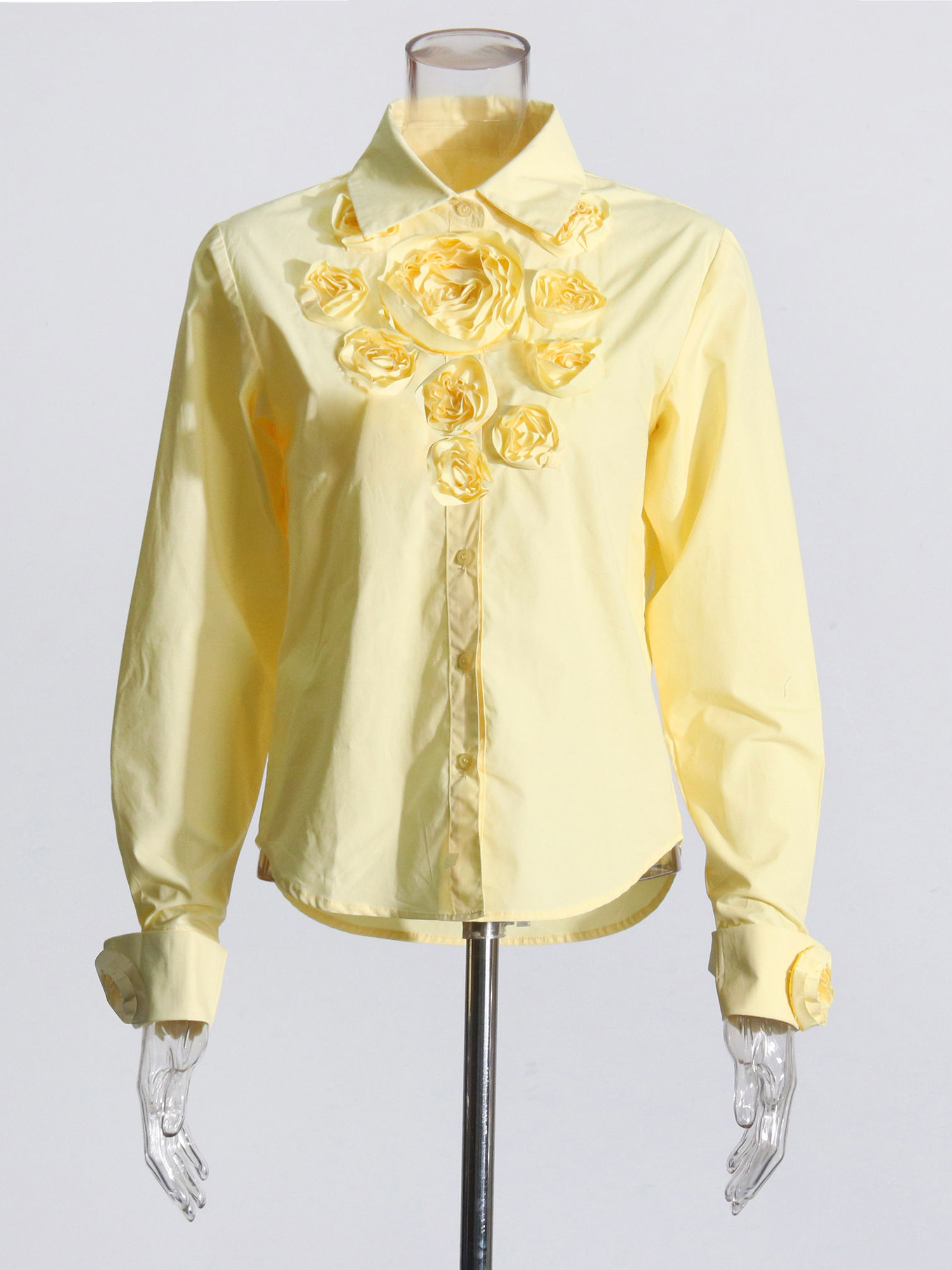TWOTWINSTYLE Solid Lapel Spliced Appliques Designer Shirt