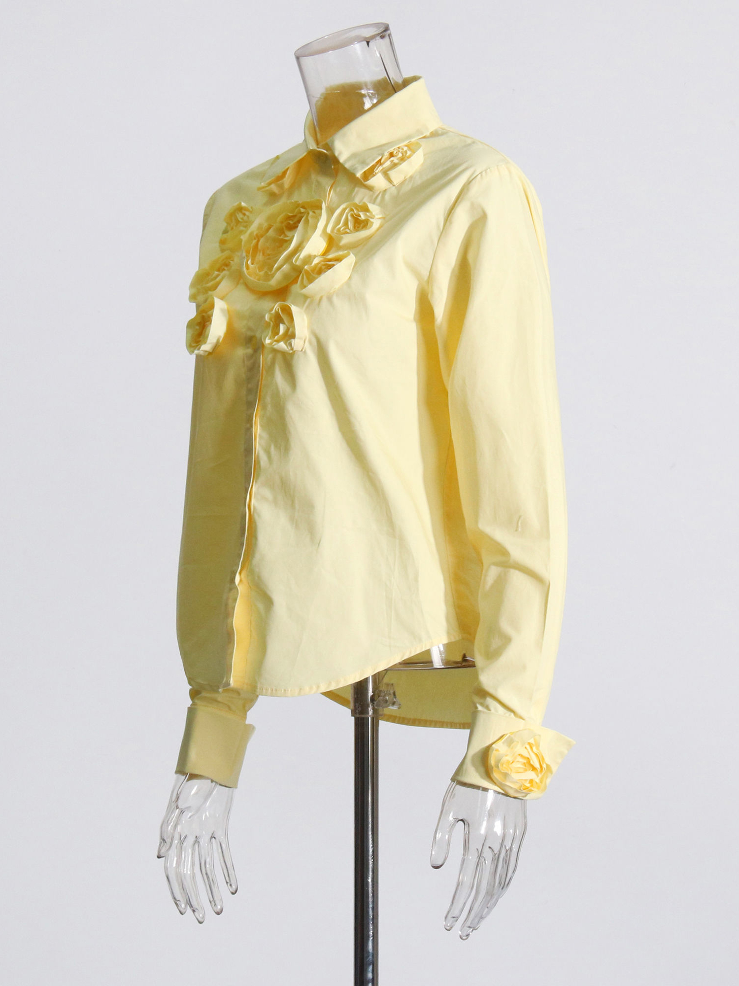 TWOTWINSTYLE Solid Lapel Spliced Appliques Designer Shirt
