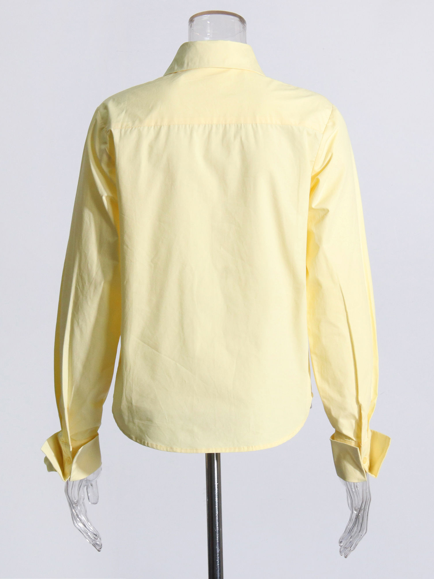 TWOTWINSTYLE Solid Lapel Spliced Appliques Designer Shirt