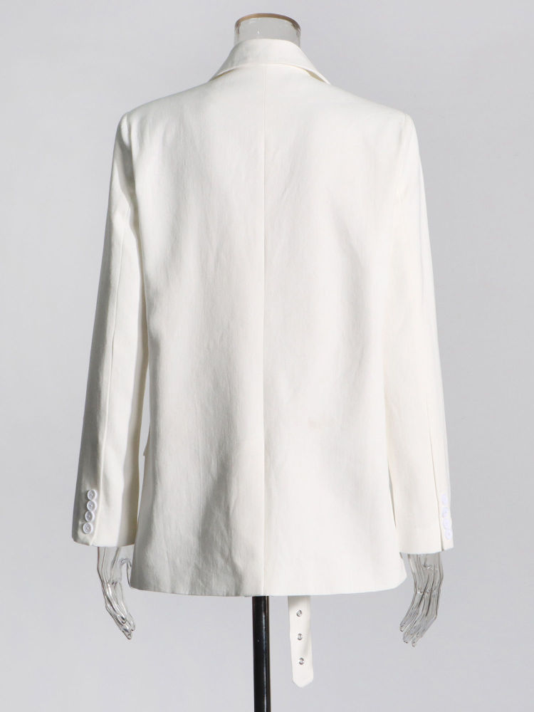 TWOTWINSTYLE Solid Lapel Spliced Rivet High Street Blazers