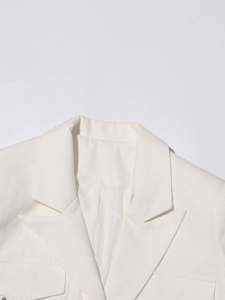 TWOTWINSTYLE Solid Lapel Spliced Rivet High Street Blazers