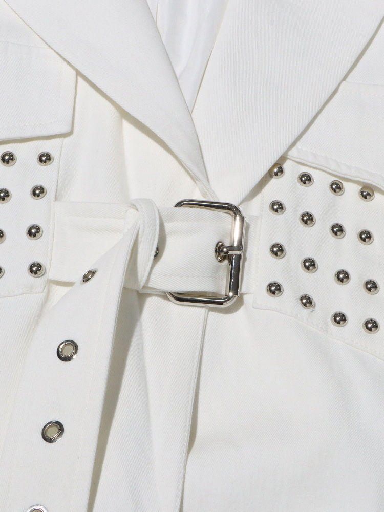 TWOTWINSTYLE Solid Lapel Spliced Rivet High Street Blazers