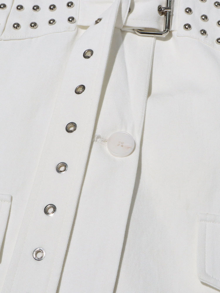 TWOTWINSTYLE Solid Lapel Spliced Rivet High Street Blazers