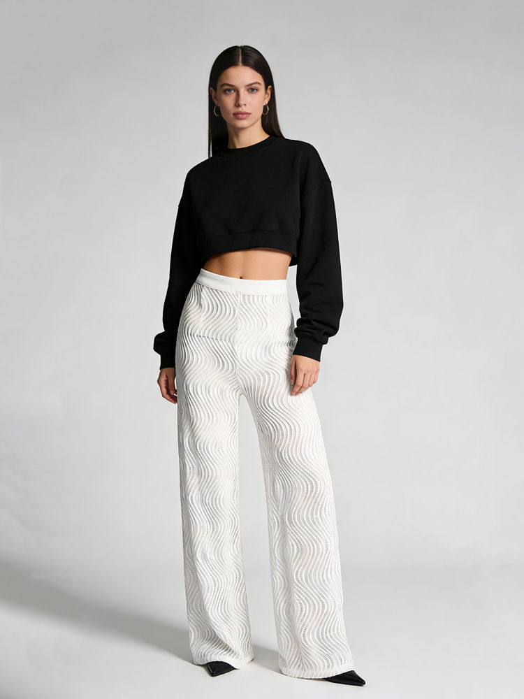 TWOTWINSTYLE Solid Loose High Waist Casual Pant