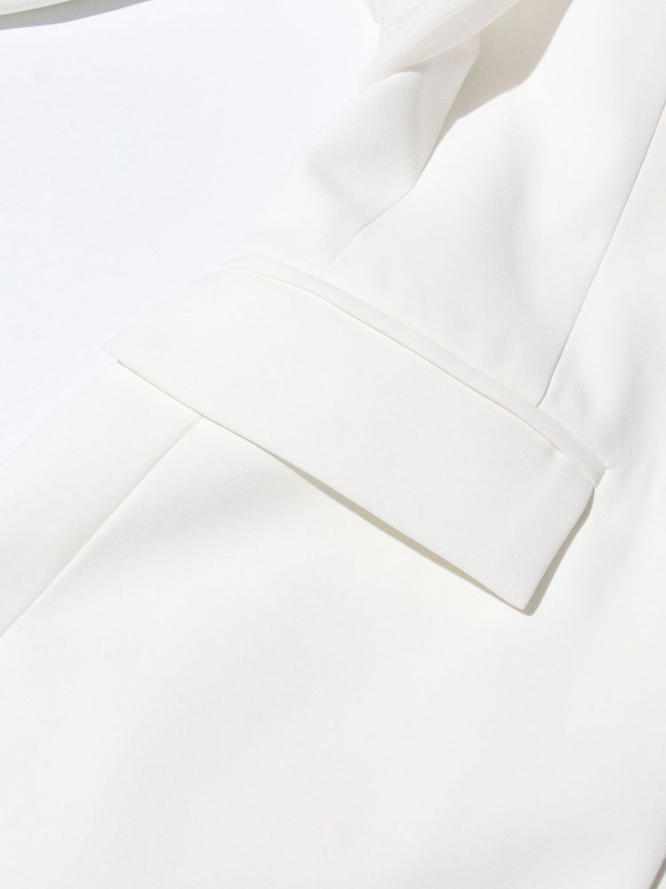 TWOTWINSTYLE Solid Off Shoulder Patchwork Mesh Temperament Blazers