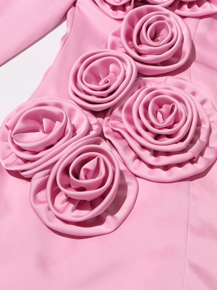 TWOTWINSTYLE Solid Round Neck Slimming Elegant Dress