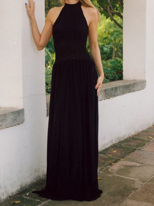TWOTWINSTYLE Stand Collar Sleeveless Spliced Mesh Dress