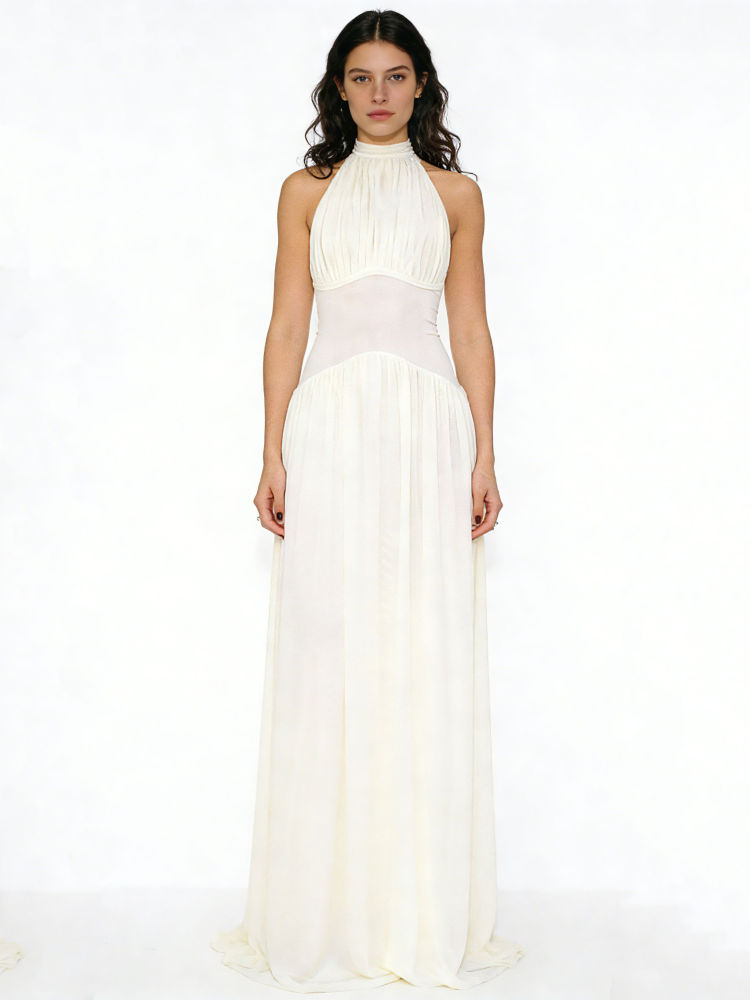 TWOTWINSTYLE Stand Collar Sleeveless Spliced Mesh Dress