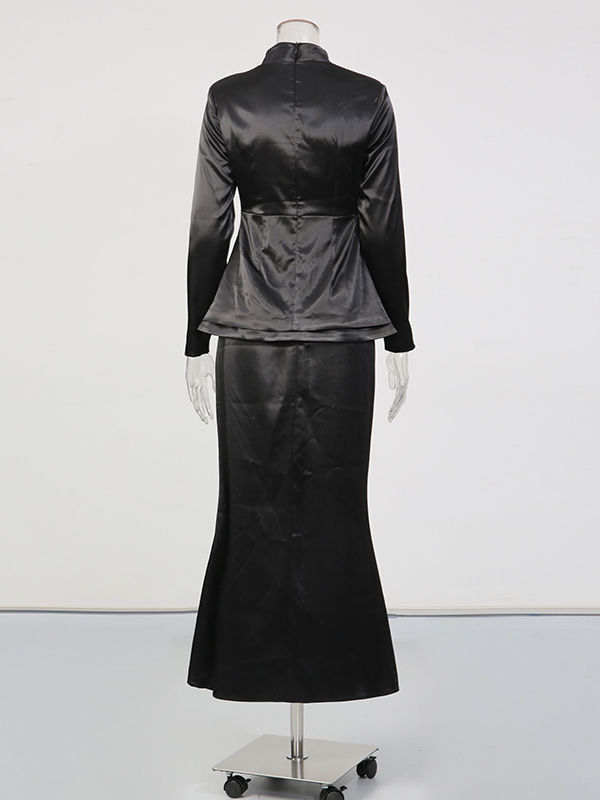 TWOTWINSTYLE Solid Slimming Stand Collar Two Piece Set