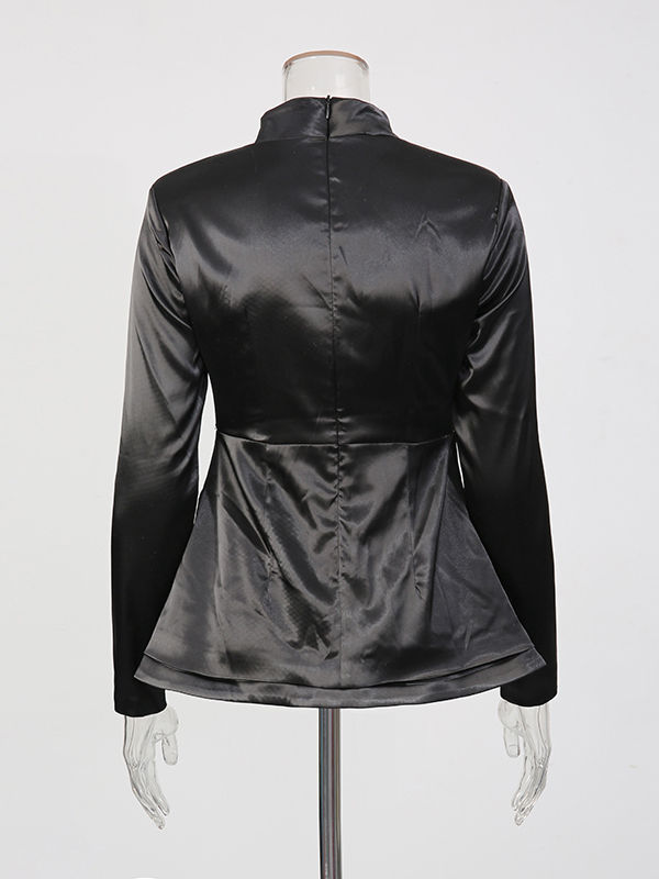 TWOTWINSTYLE Solid Slimming Stand Collar Two Piece Set
