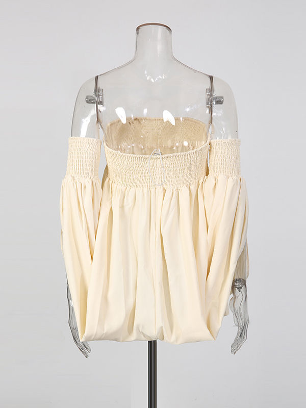 TWOTWINSTYLE Off Shoulder Split Pleated Shirt