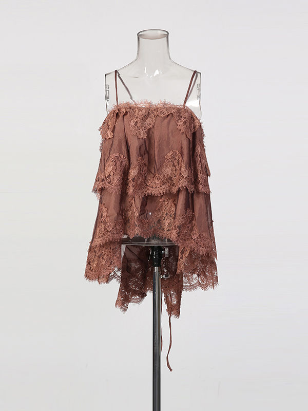 TWOTWINSTYLE Vintage Patchwork Lace Sleeveless Top