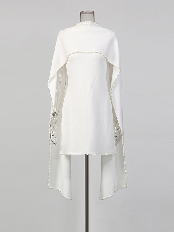 TWOTWINSTYLE Solid Sleeveless Spliced Pearl Mini Dress