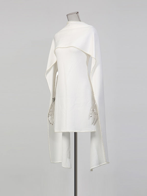 TWOTWINSTYLE Solid Sleeveless Spliced Pearl Mini Dress