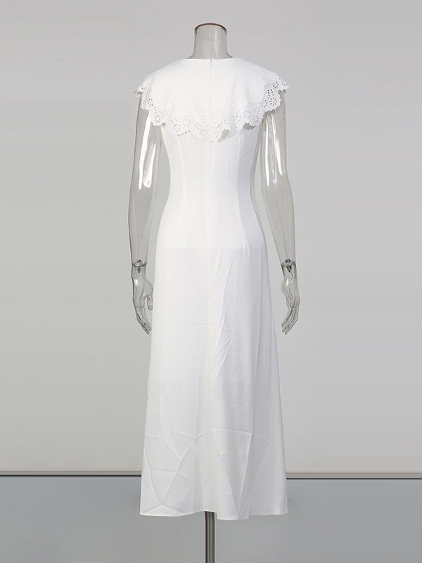 TWOTWINSTYLE Solid V-Neck Tunic Elegant Dress