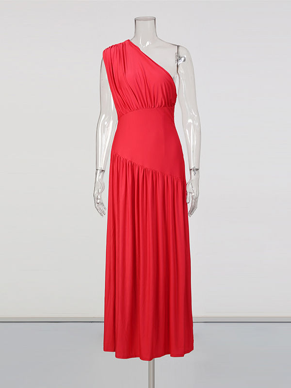 TWOTWINSTYLE Minimalist Off One Shoulder Tunic Midi Dress