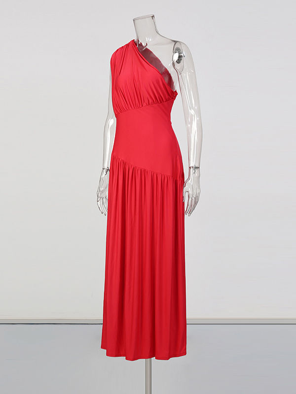 TWOTWINSTYLE Minimalist Off One Shoulder Tunic Midi Dress