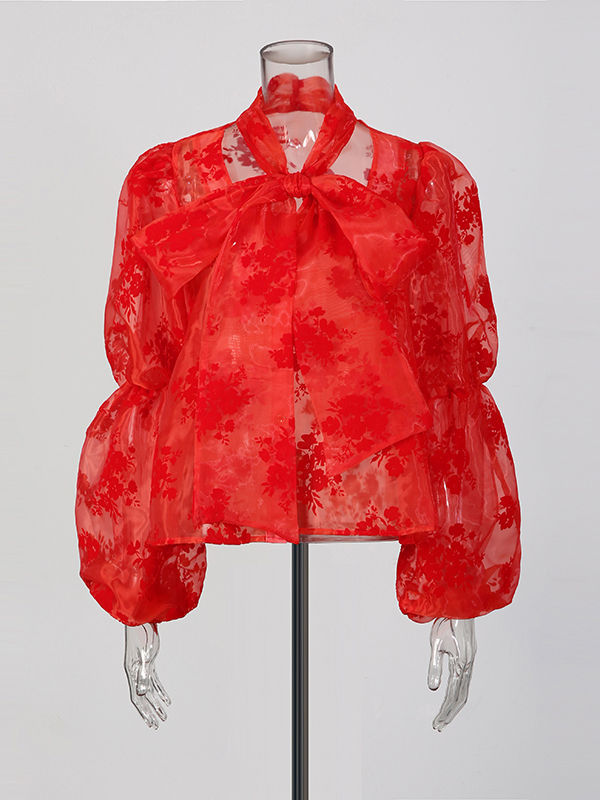 TWOTWINSTYLE Designer Solid Long Sleeve Spliced Flower Shirt