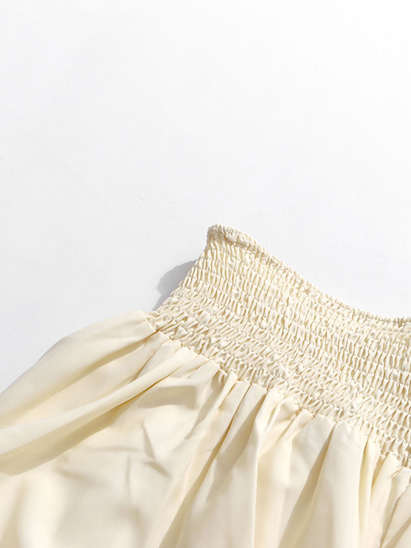 TWOTWINSTYLE Off Shoulder Split Pleated Shirt
