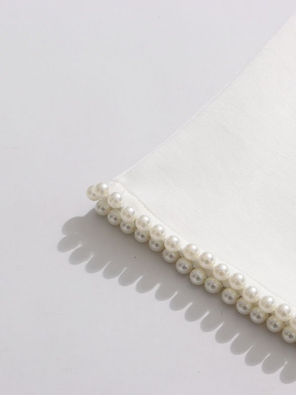 TWOTWINSTYLE Solid Sleeveless Spliced Pearl Mini Dress