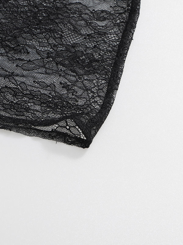 TWOTWINSTYLE Spliced Lace Ruched Minimalist Dress