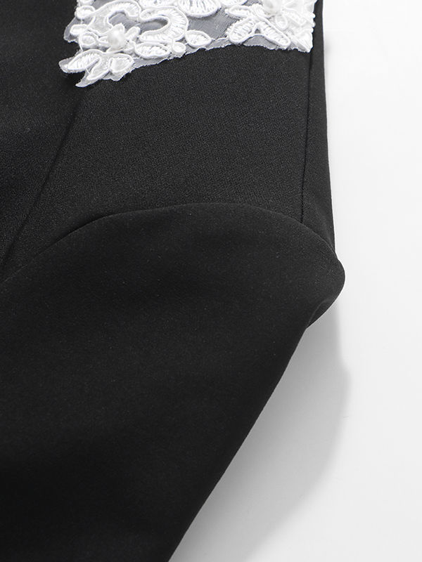TWOTWINSTYLE Stand Collar Hit Color Patchwork Embroidery Shirt