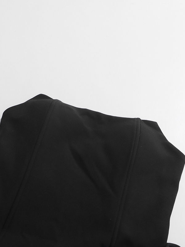 TWOTWINSTYLE Backless Side Split Ruched Chic Midi Dress