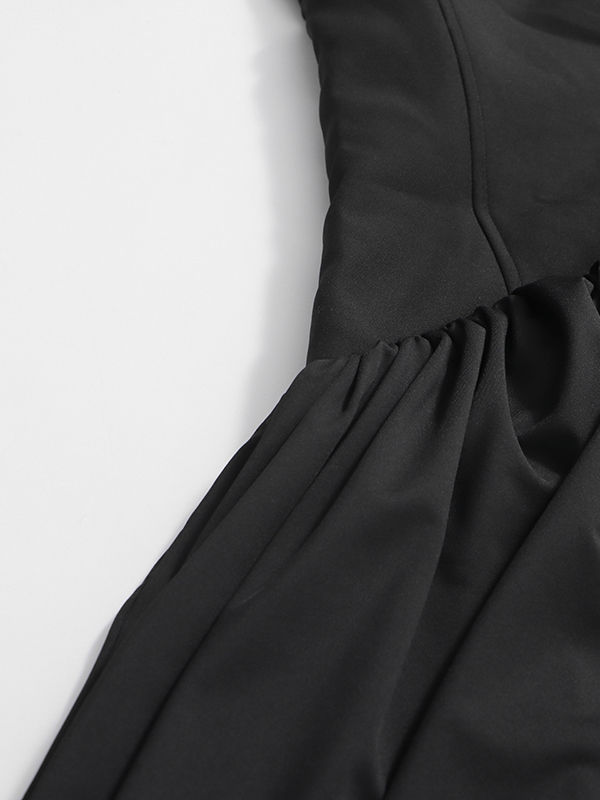 TWOTWINSTYLE Backless Side Split Ruched Chic Midi Dress