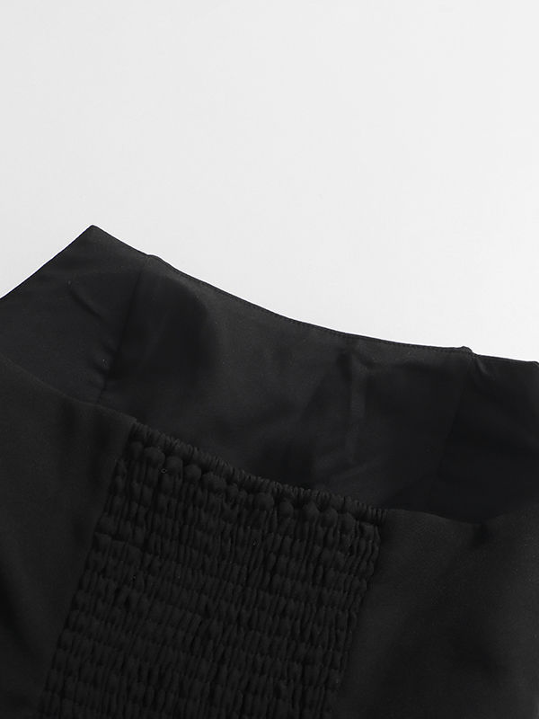 TWOTWINSTYLE Backless Side Split Ruched Chic Midi Dress