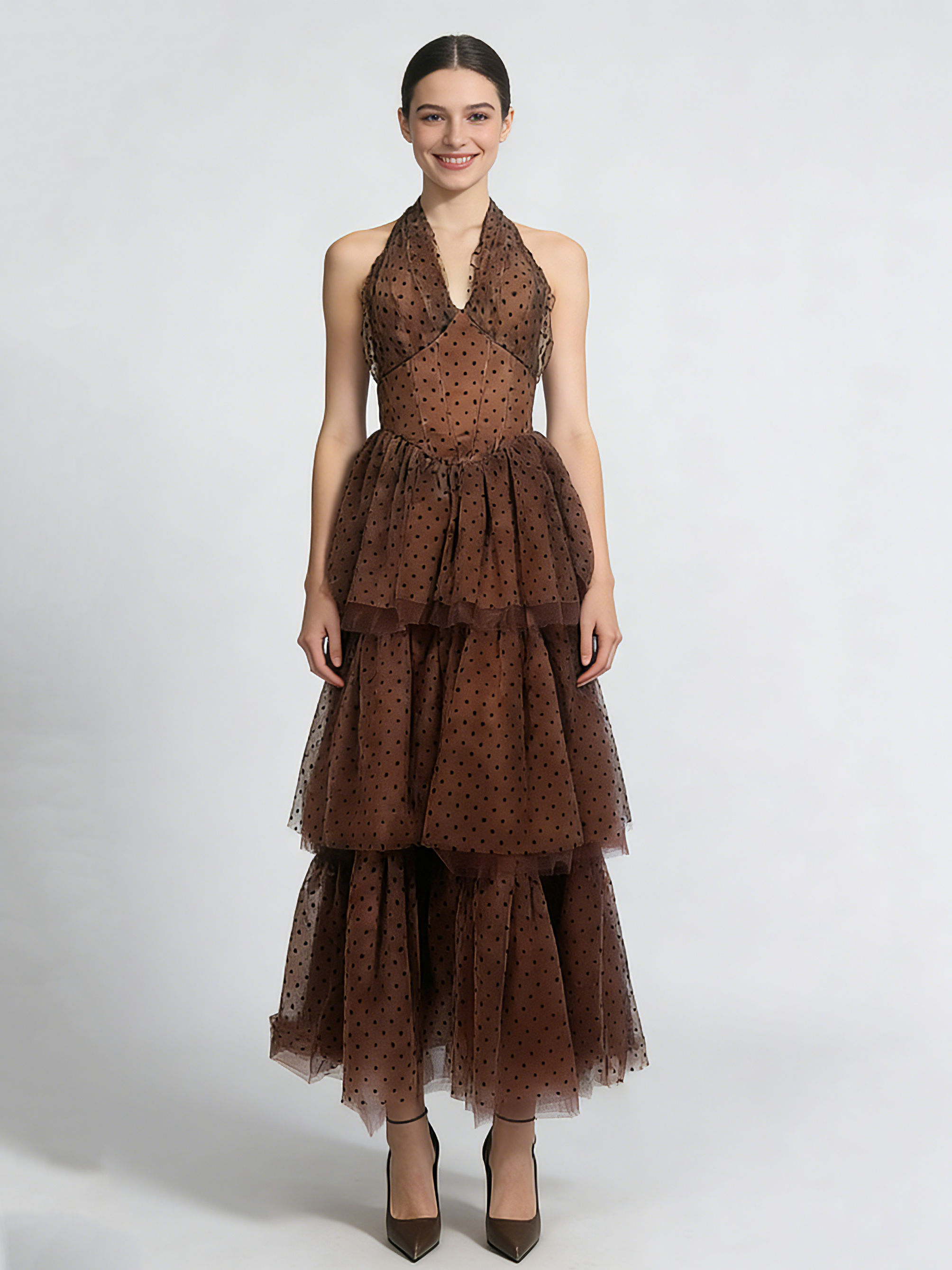 Teotwin Style TWOTWINSTYLE Backless Wave Point High Waist Chic Dress